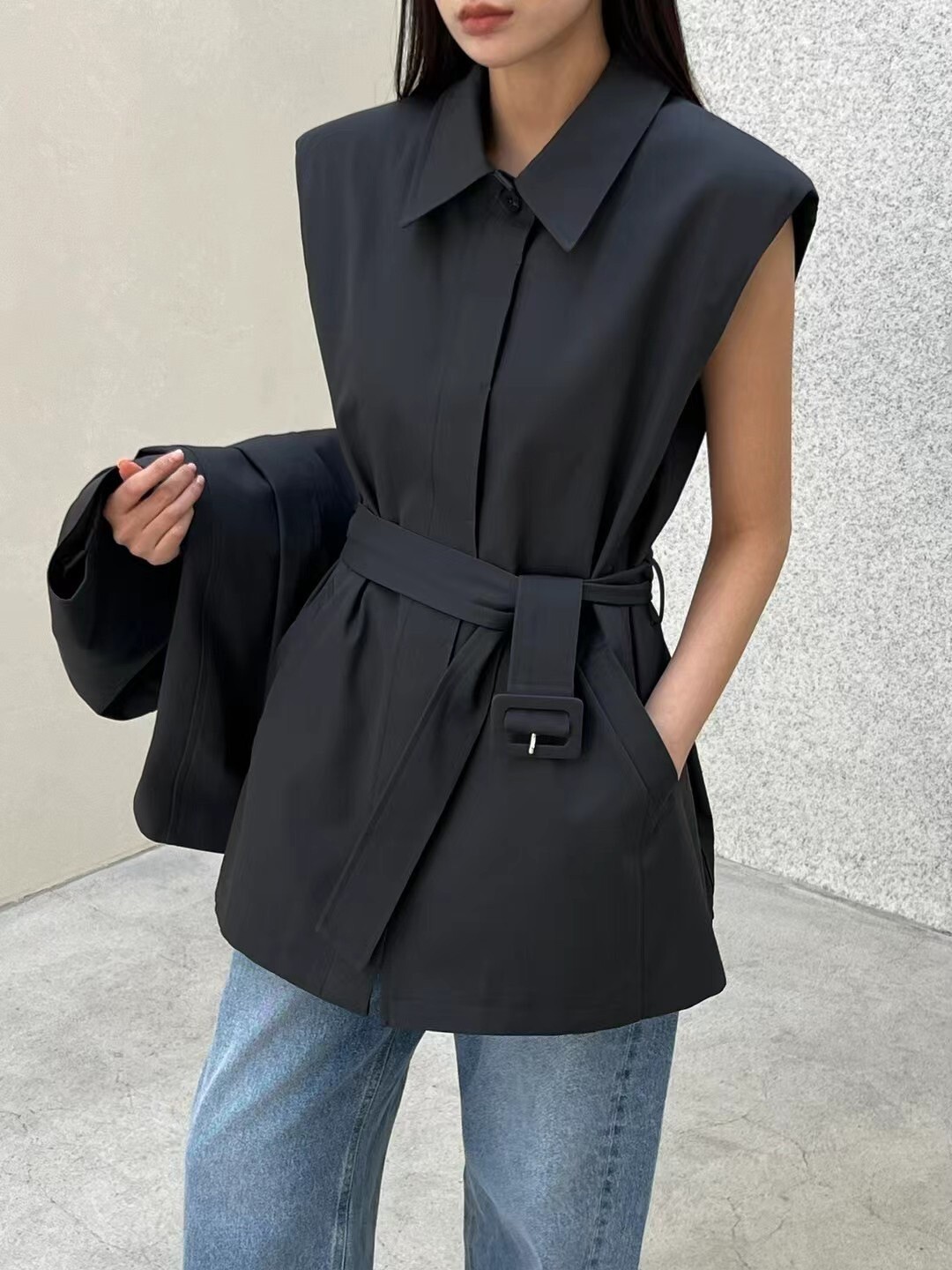 可拆兩件式短版風衣外套+長版背心SET / 2色