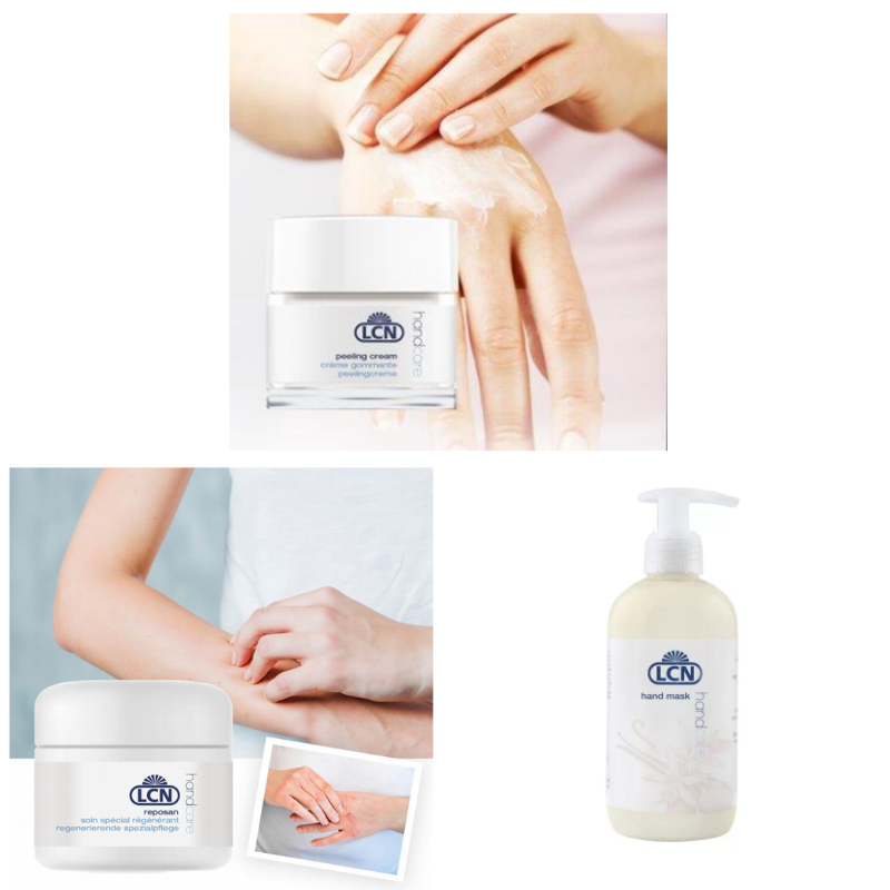 HKSG0305-005 LCN家用深層手部護理連手膜套裝加量裝 LCN嫩白去角質美手霜200ml+LCN 舒緩防炎修護手霜200ml+LCN撫紋潤手膜250ml 免水洗設計 (A5)