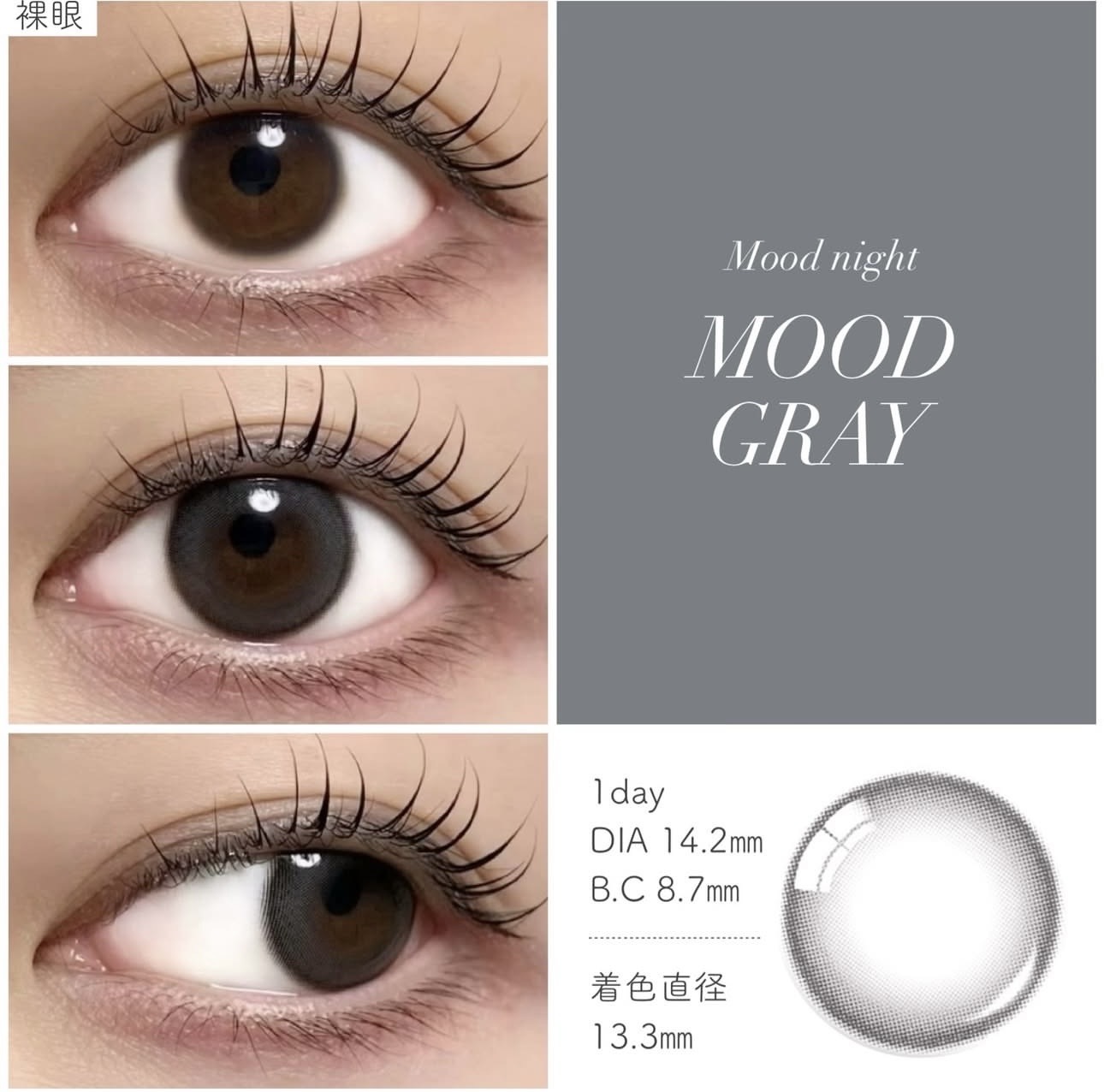 OLENS Mood Night 1 Month Mood Gray 小鹿夜灰｜月拋彩妝隱形眼鏡｜每盒2片