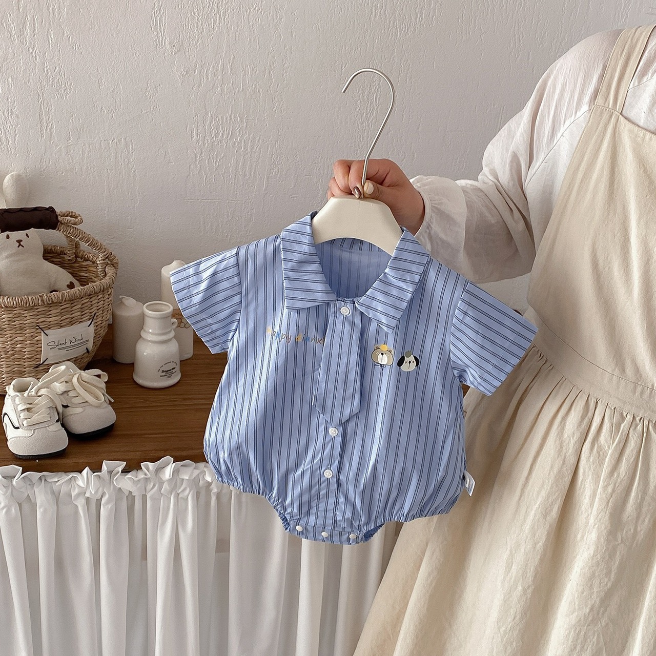 條紋襯衫包屁衣
