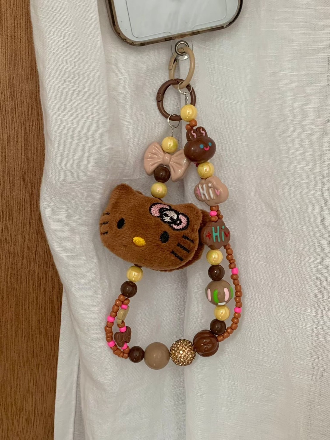 可愛烤焦Kitty凱蒂貓彩色串珠吊飾