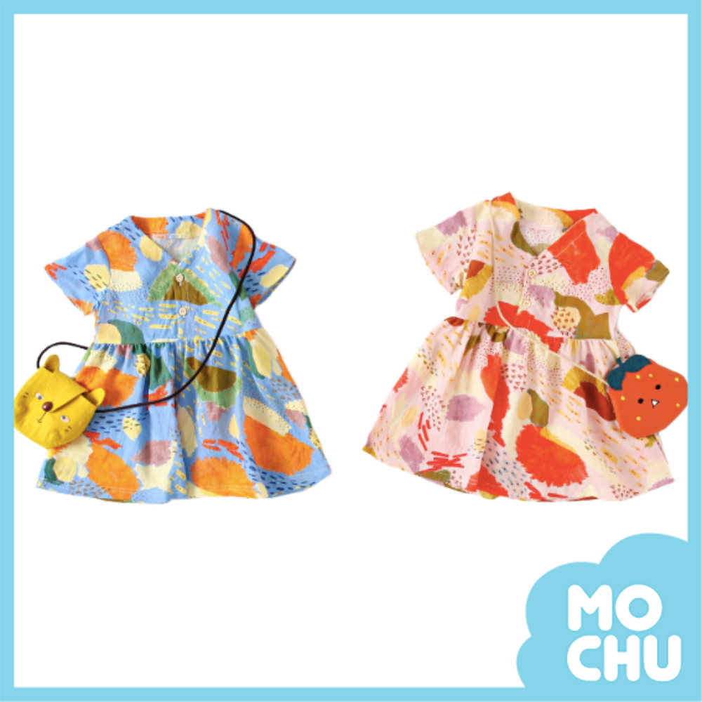 海洋色塊短袖連身裙(二色)