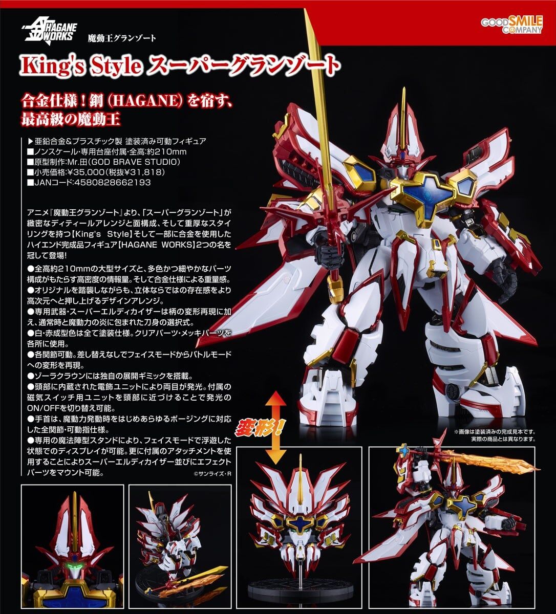 預購26/11 GSC代理版 魔動王 HAGANE WORKS King's Style 超級火王 0419