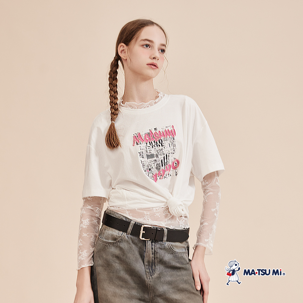 MA‧TSU Mi 花卉蕾絲透膚長袖上衣(白.黑)