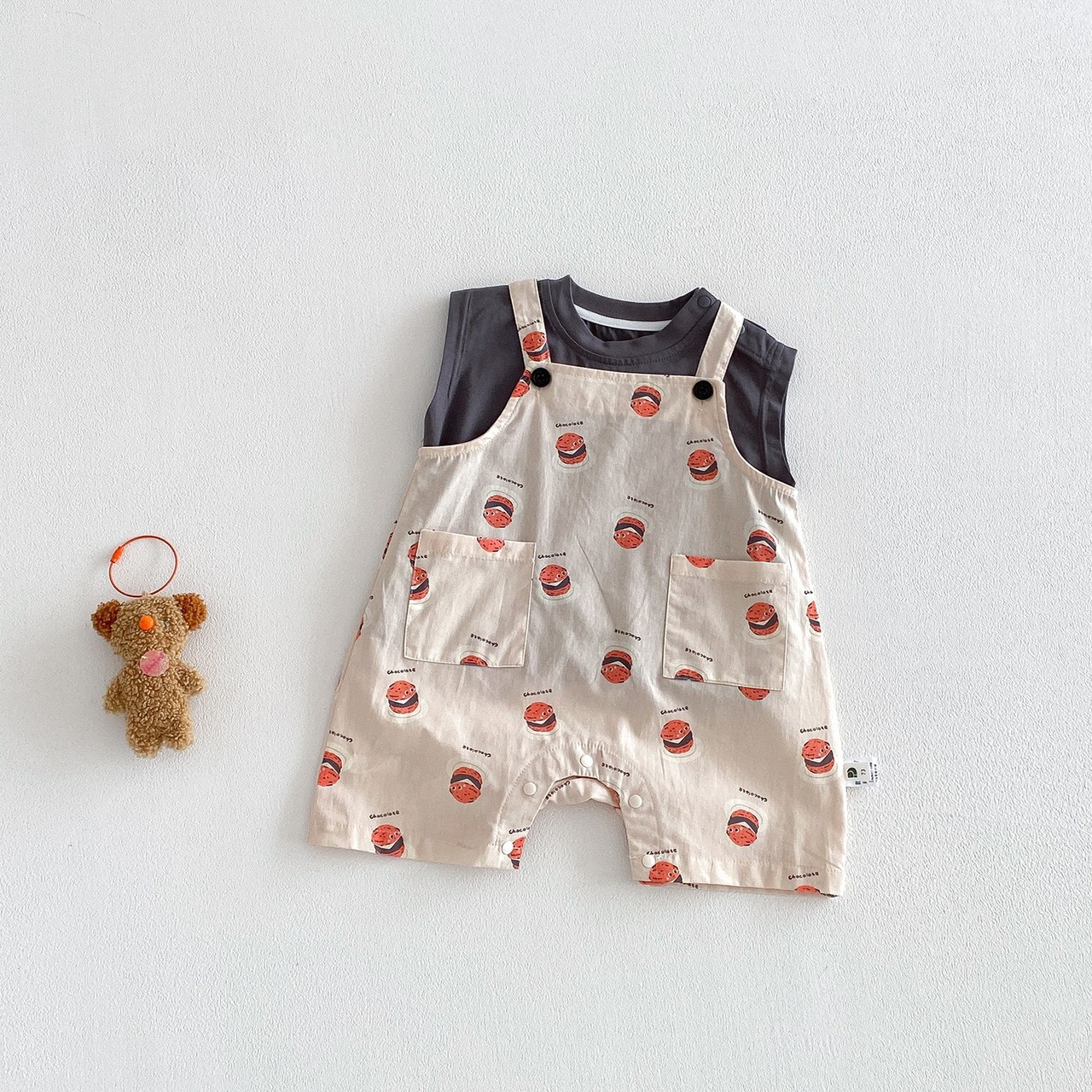 可愛漢堡無袖套裝