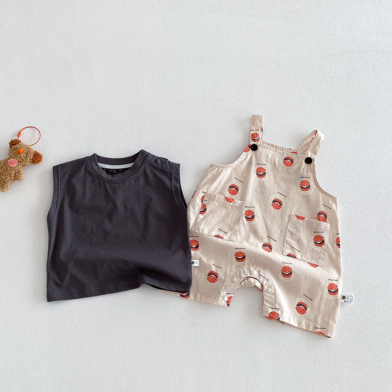 可愛漢堡無袖套裝
