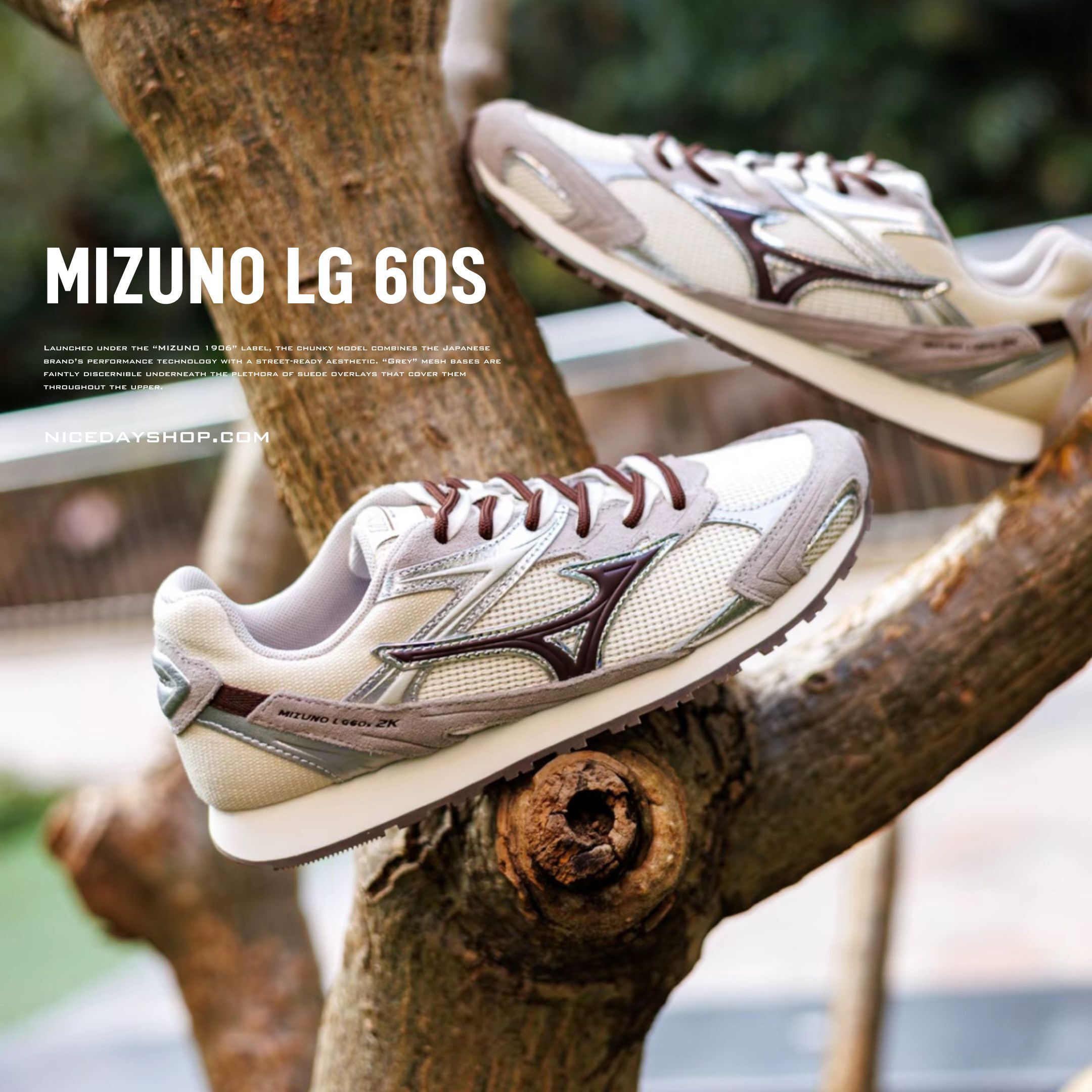 NICEDAY 代購 Mizuno LG 60S 2K 米白棕 棕 灰狼 米 美拉德 復古 薄底 D1GH242115