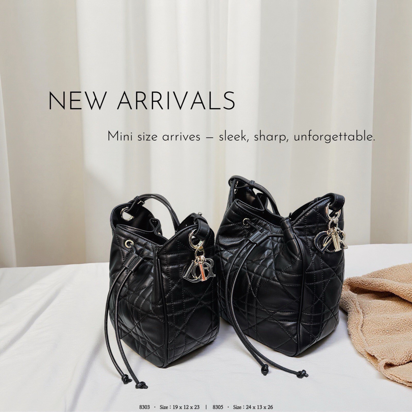 韓國真皮藤格紋單肩水桶包