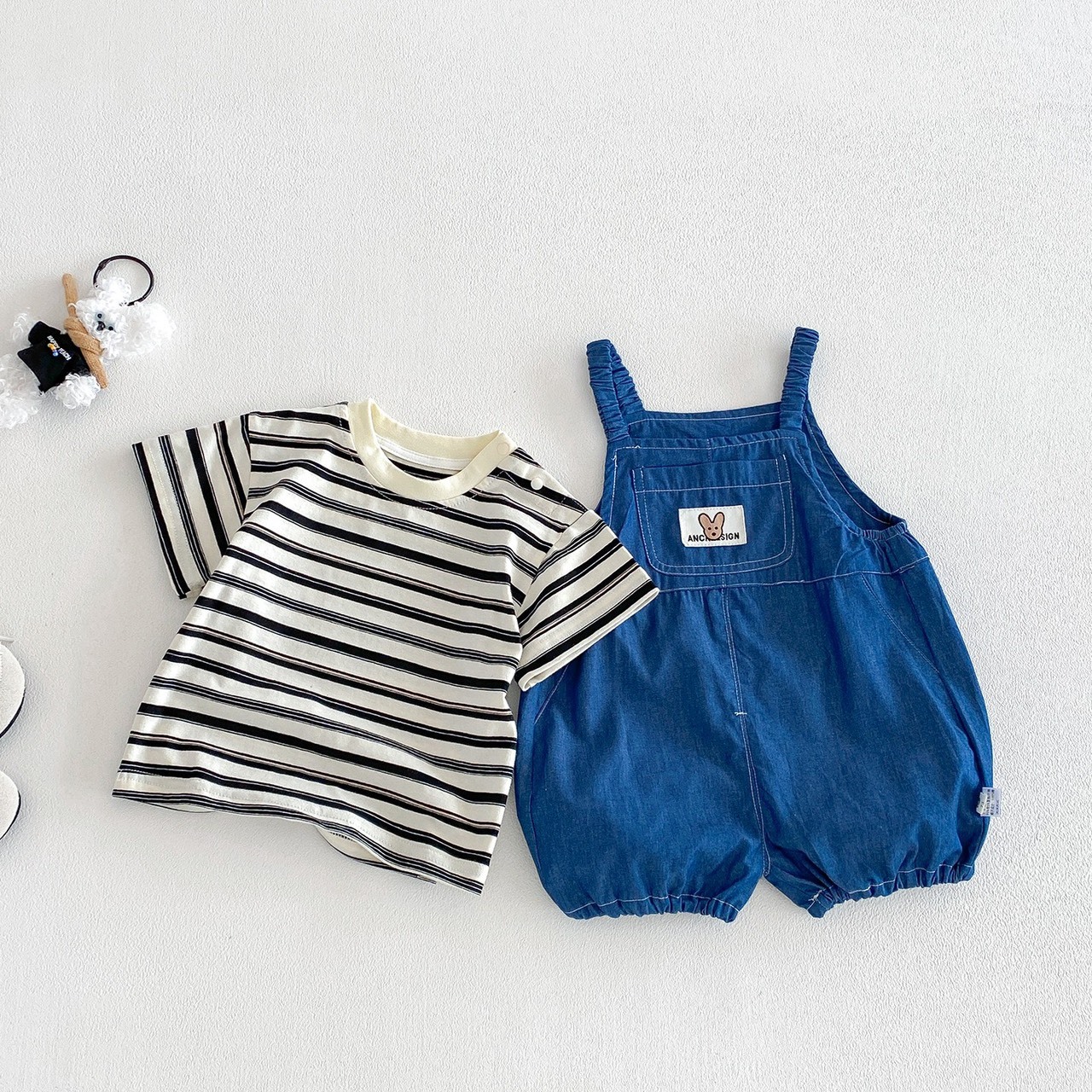 可愛小標牛仔吊帶套裝