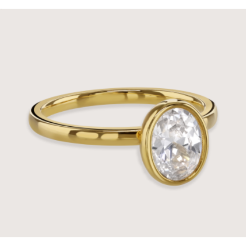 UK-JJG0303-201 Bezel Set Oval Ring-925 STERLING SILVER (A21)