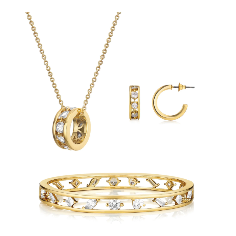 UK-JJG0303-188 GRACE POLISHED PENDANT, EARRING AND BANGLE SET (A8)