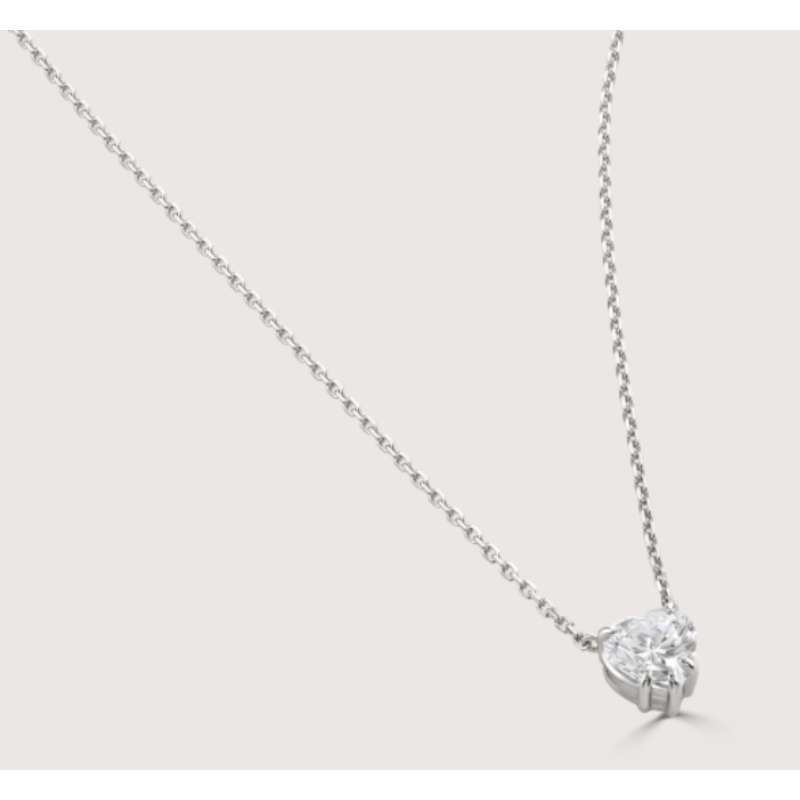 UK-JJG0303-202 Claw Set Heart Pendant with Chain-925 STERLING SILVER (A22)