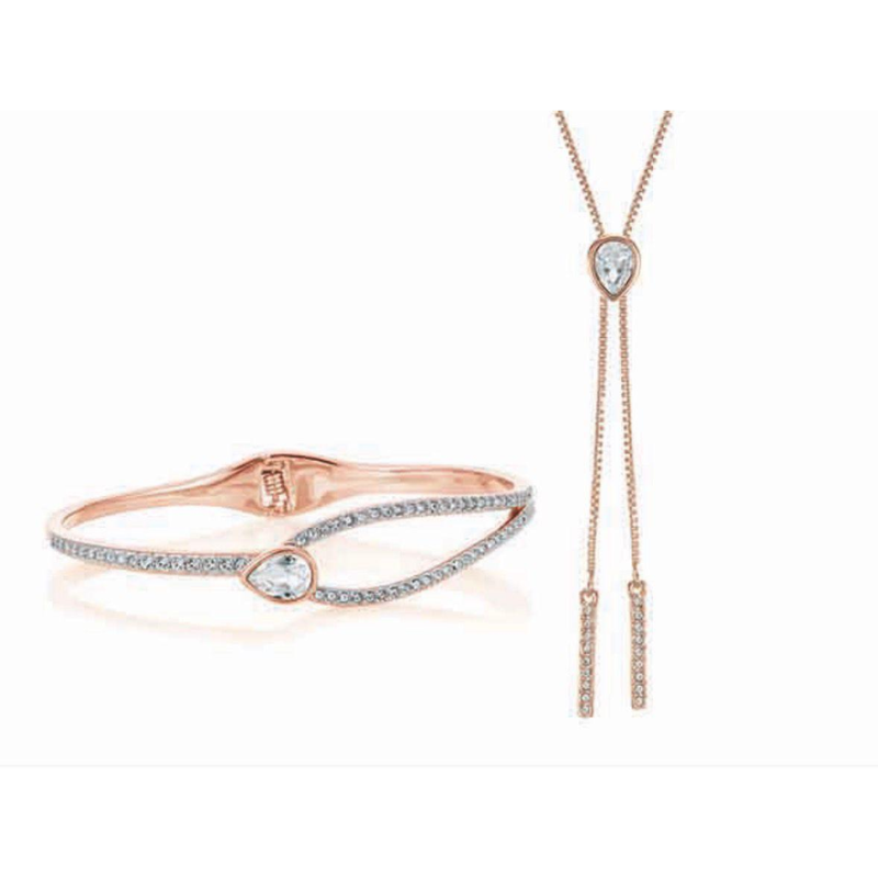 UK-JJG0303-187 ROSE GOLD HATTON PENDANT AND BANGLE SET (A7)