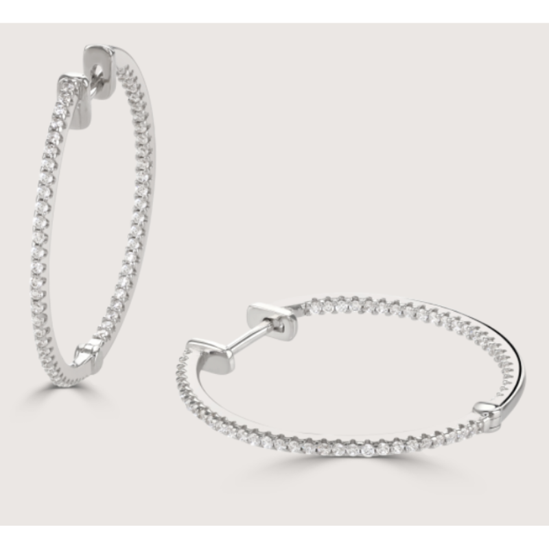 UK-JJG0303-204 PAVE ROUND HOOP-925 STERLING SILVER (A24)