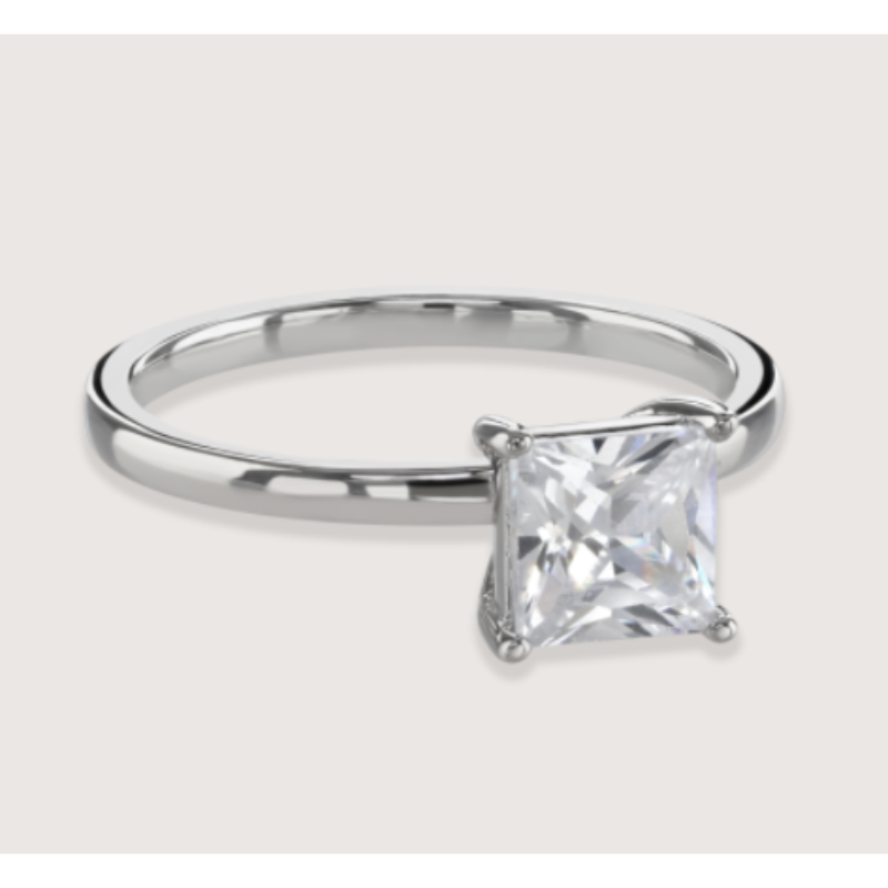 UK-JJG0303-203 Claw Set Princess Cut Ring-925 STERLING SILVER (A23)