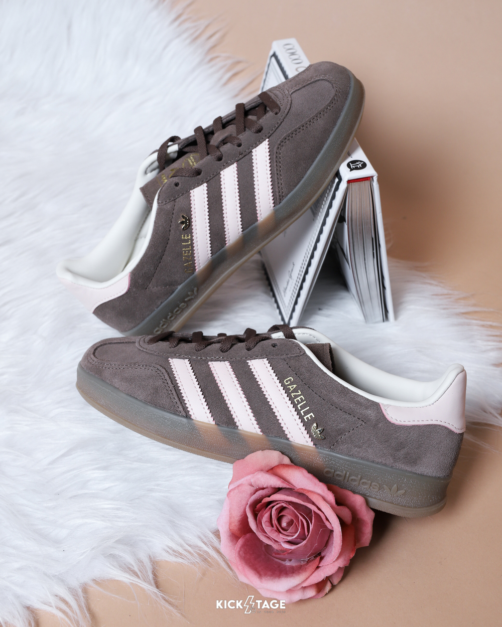 女鞋 ADIDAS GAZELLE INDOOR W 棕粉 麂皮 焦糖底 德訓鞋 休閒鞋【JR2431】