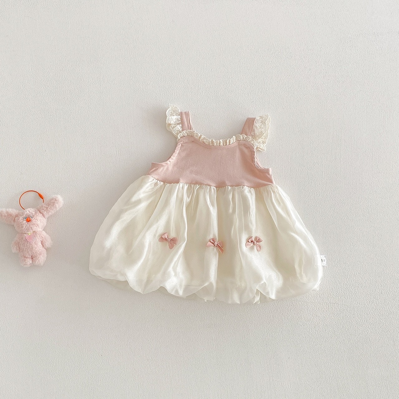 拼接背心花苞洋裝