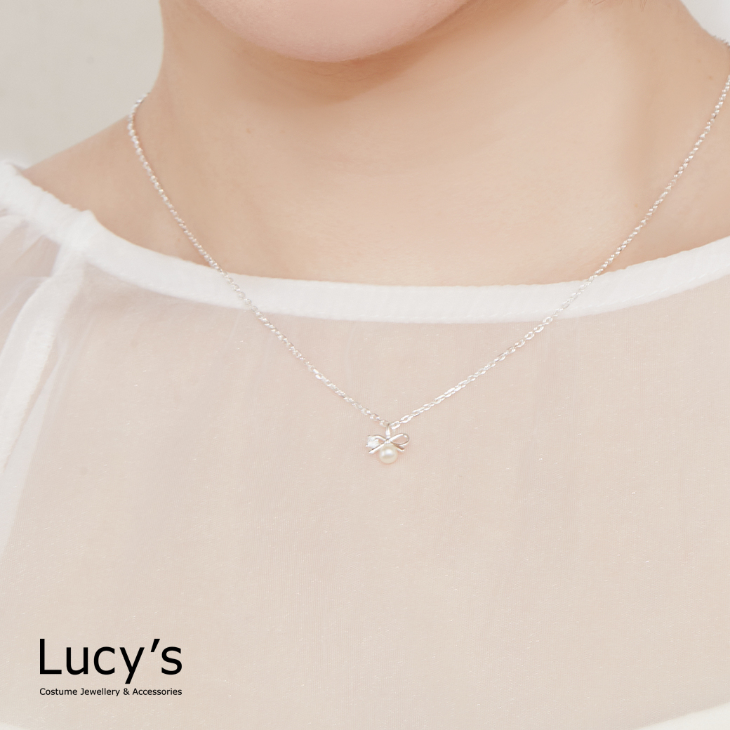 925純銀 珠光結飾 項鍊 (128816)