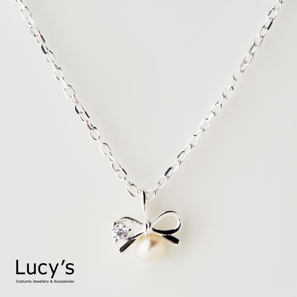 925純銀 珠光結飾 項鍊 (128816)