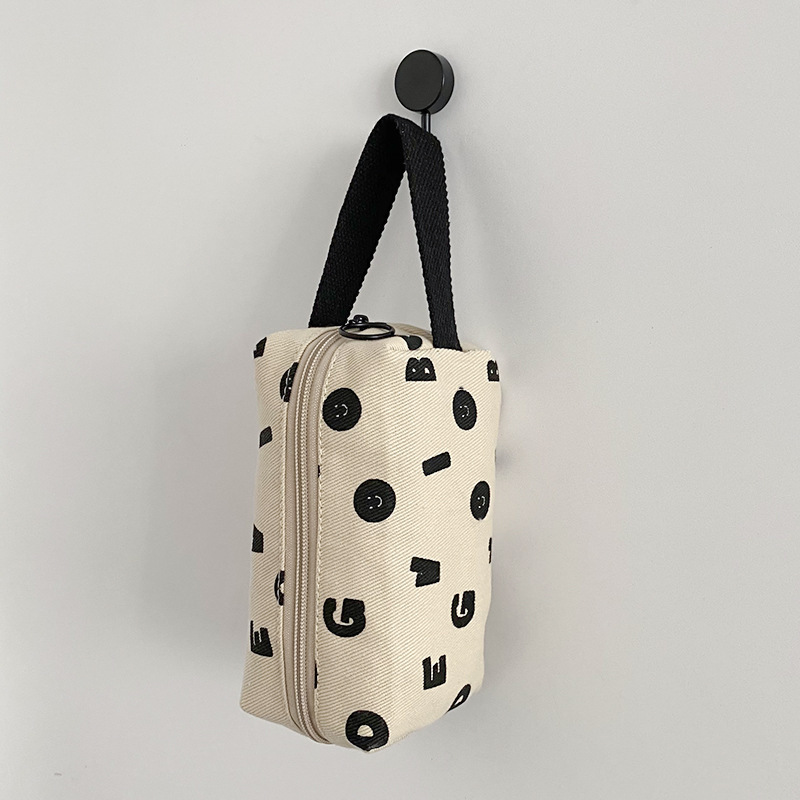 《6603》字母印花帆布大容量化妝包