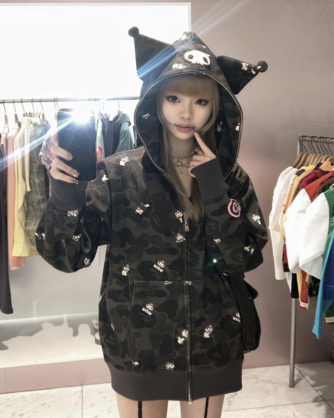 BAPE X KUROMI CAMO FULL ZIP HOODIE