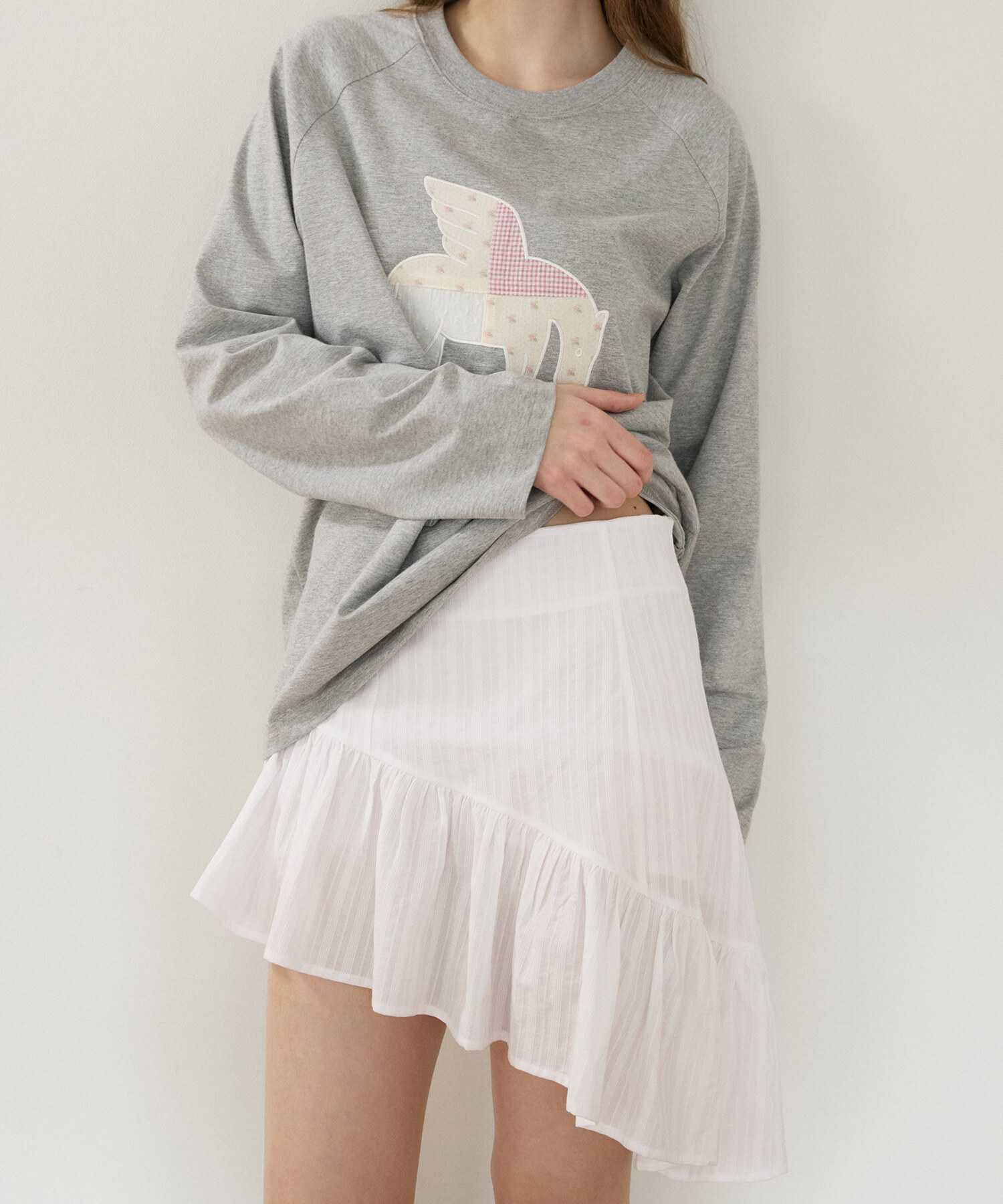 LETTER FROM MOON - Candle Asymmetric Frill Skirt *WHITE*
