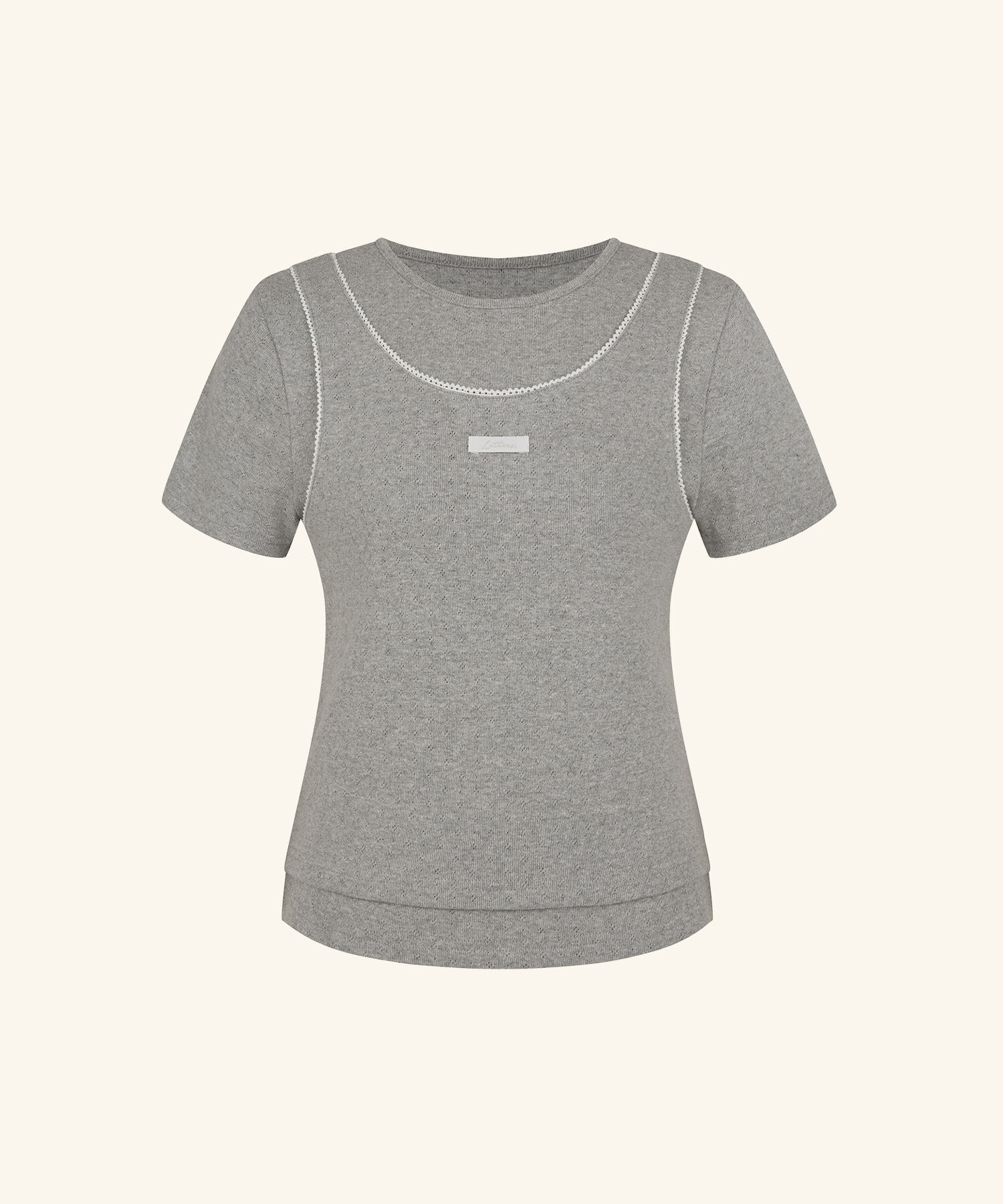 LETTER FROM MOON - Palms Layered Lace Short-Sleeve T-Shirt *2色*