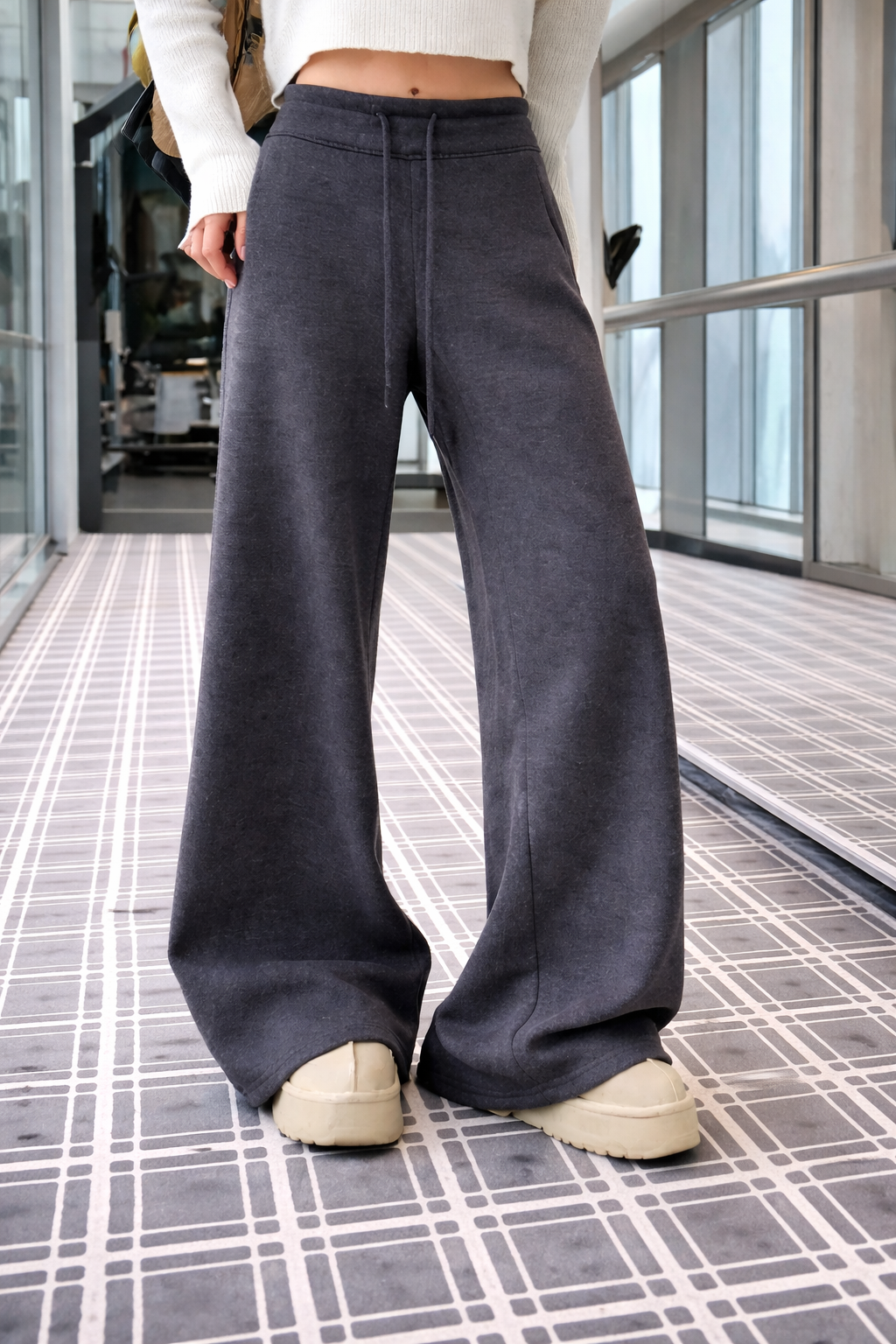 SYMBOL 暖感薄絨綁帶休閒褲