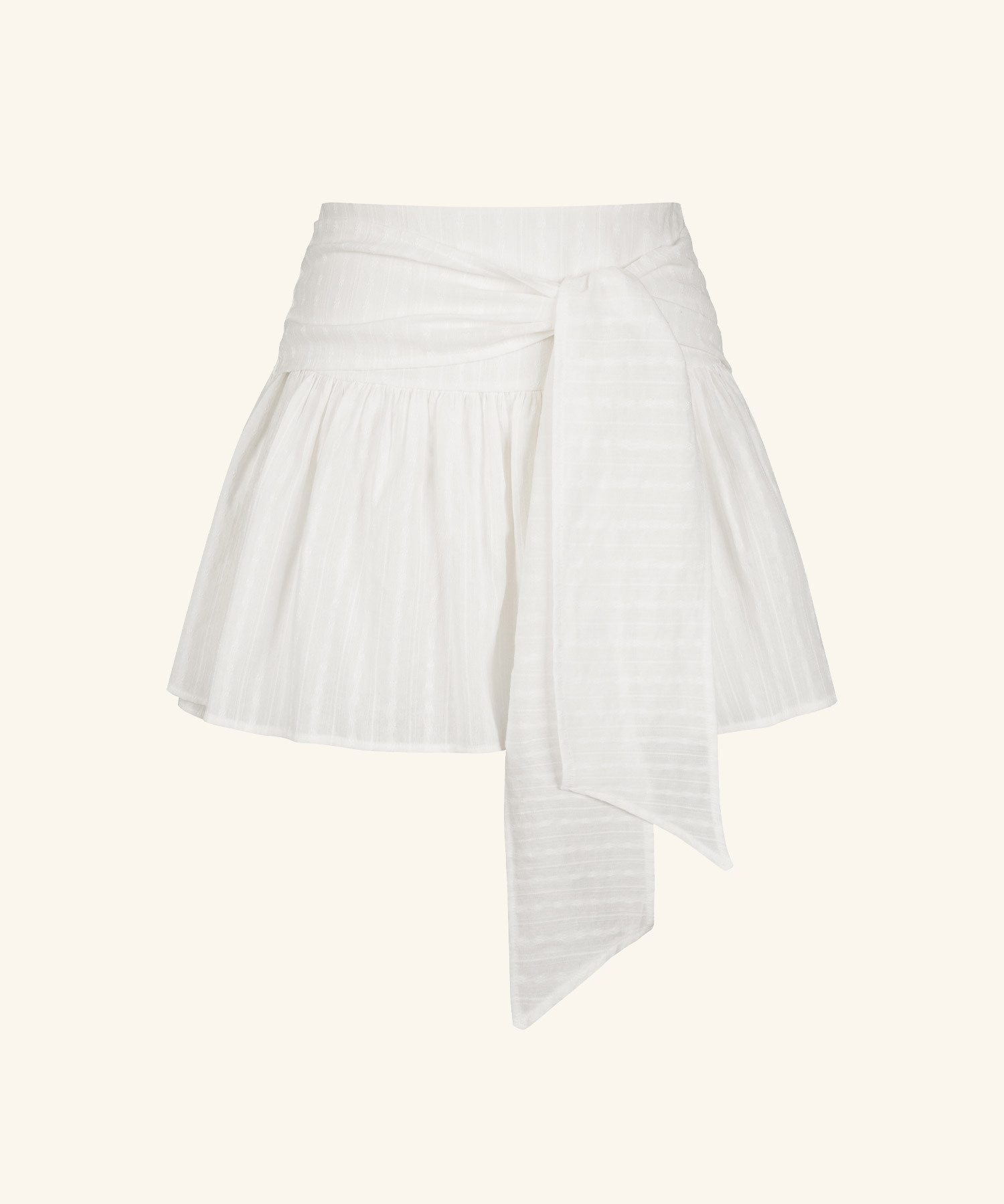 LETTER FROM MOON - Ribbon Tie Flare Mini Skirt *WHITE*