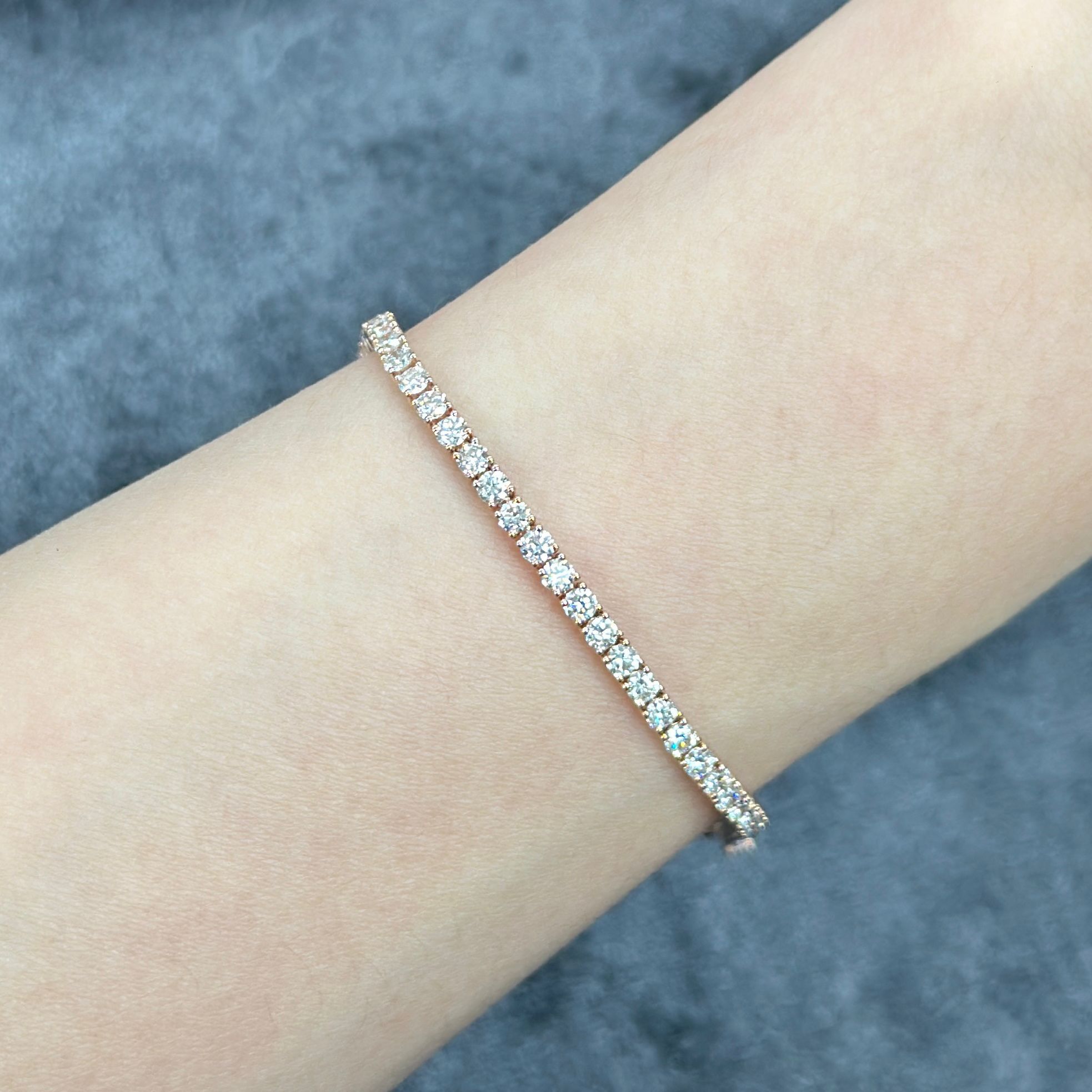 VX342 B1404 18K rose gold Lab Diamond Tennis Bracelets 6.3 inch (2.3mm ~0.05ct per pc) (~4.6g 18K gold, 63pcs -3.18ct D-F colour VS+) lock: 八字扣