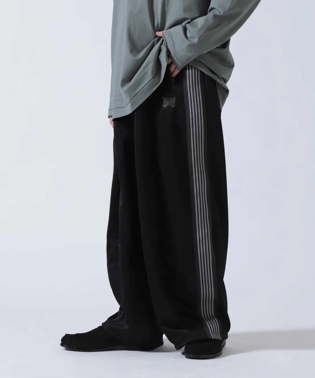 Needles H.D. Track Pant  別注 寬版長褲 黑x淺灰