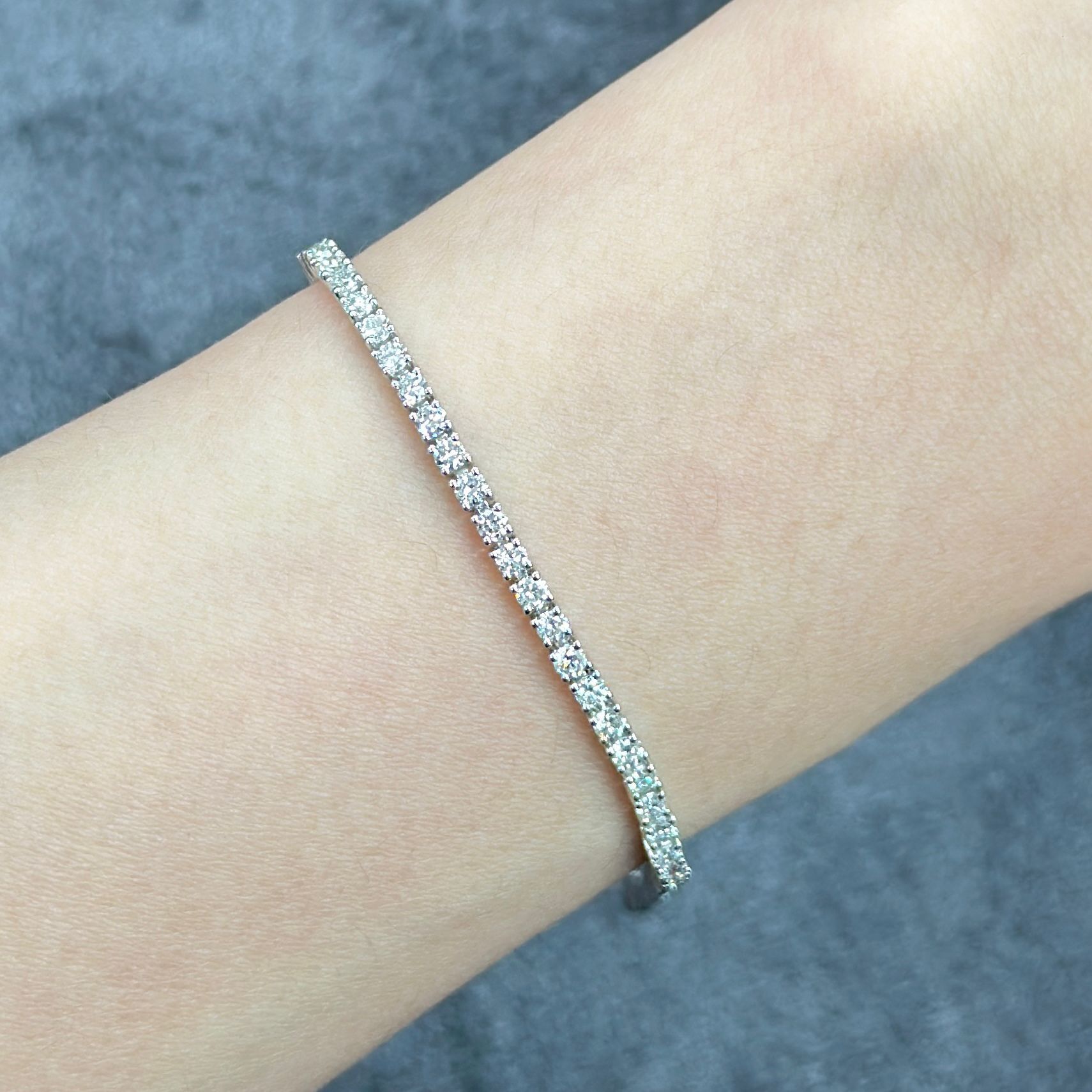 VX338 B1903 18K white gold Lab Diamond Tennis Bracelets 6.3 inch (1.9mm ~0.03ct per pc) (~4.7g 18K gold, 70pcs - 2.15ct D-F colour VS+) lock: 八字扣