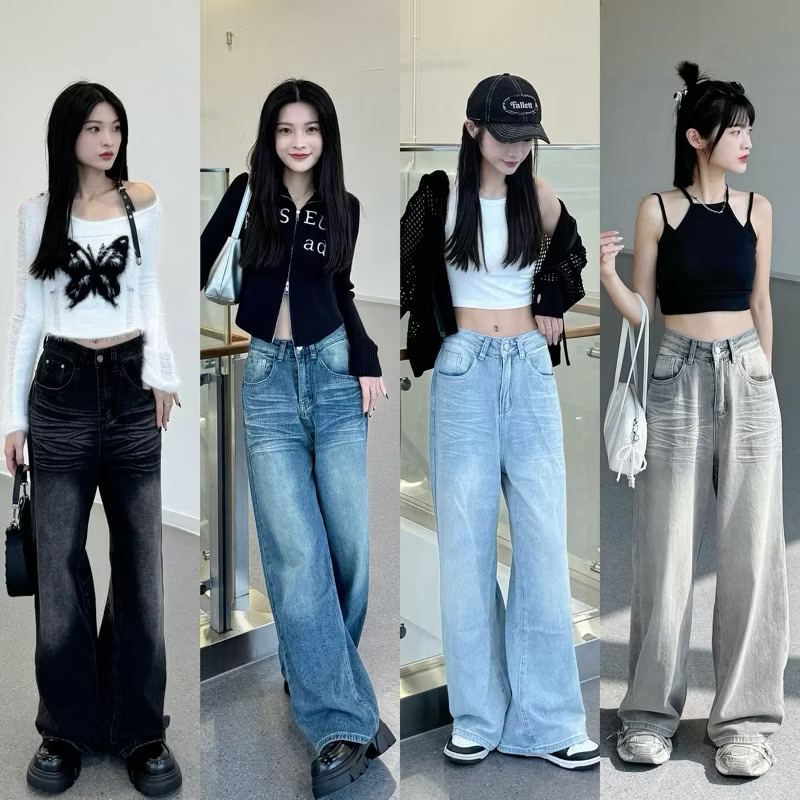 封神款❤️‍🔥冷調低飽和暈染水洗落地寬褲(2色)