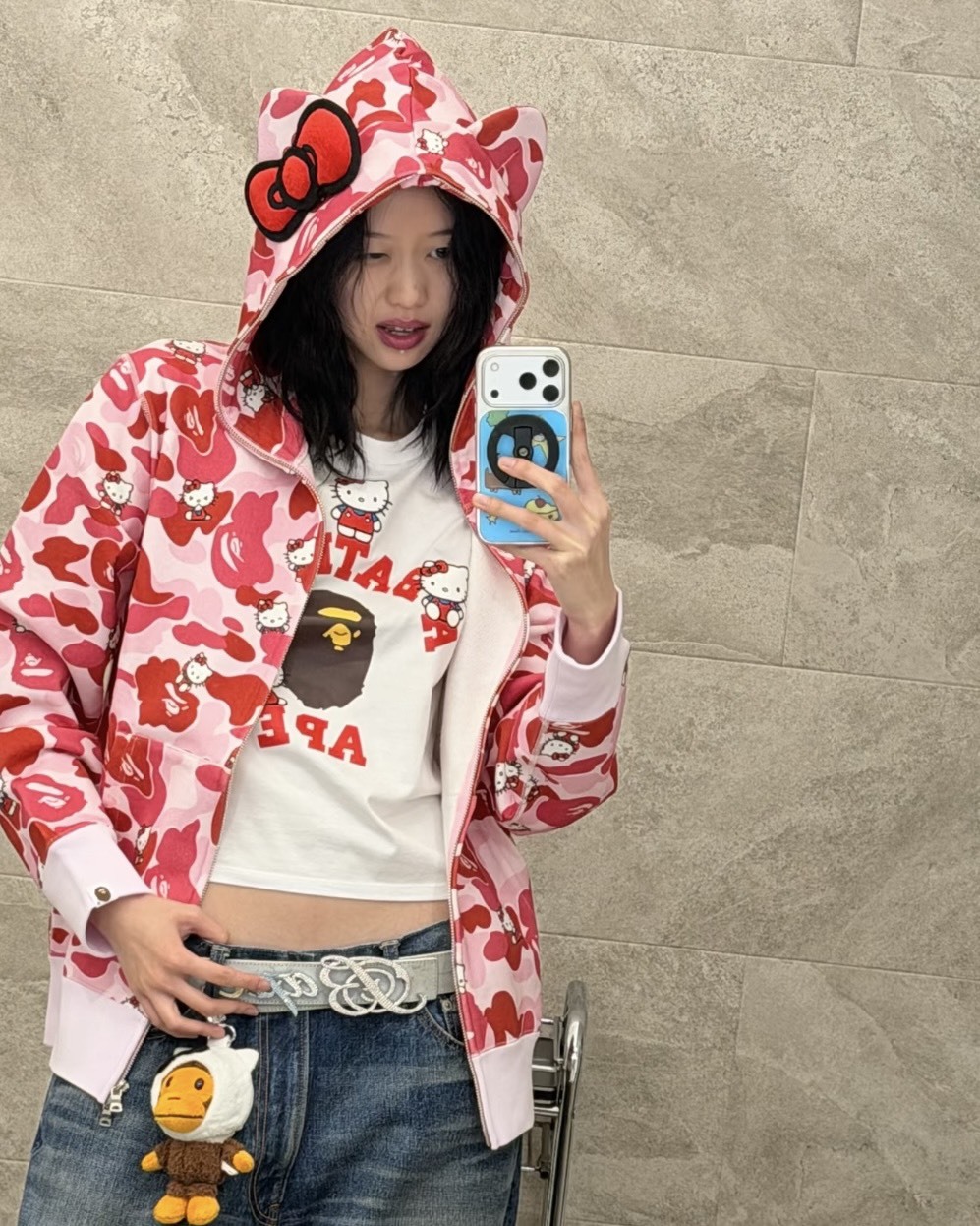 BAPE X HELLO KITTY COLLEGE MINI TEE