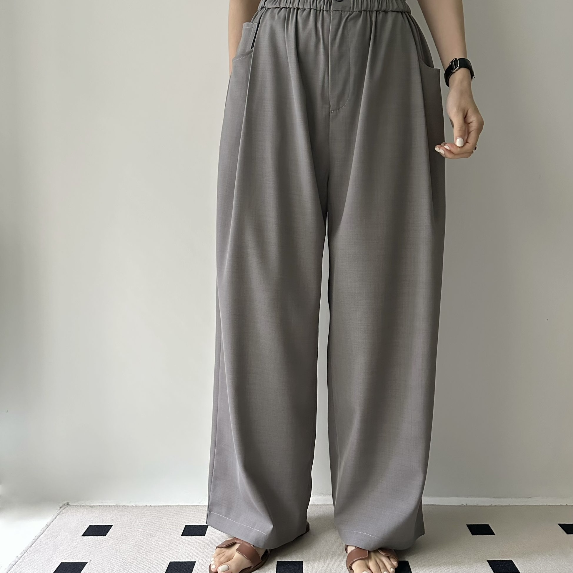 【BONNIE】全橡筋腰寛版冰絲西裝褲 - 4色選擇 (R2-R5)