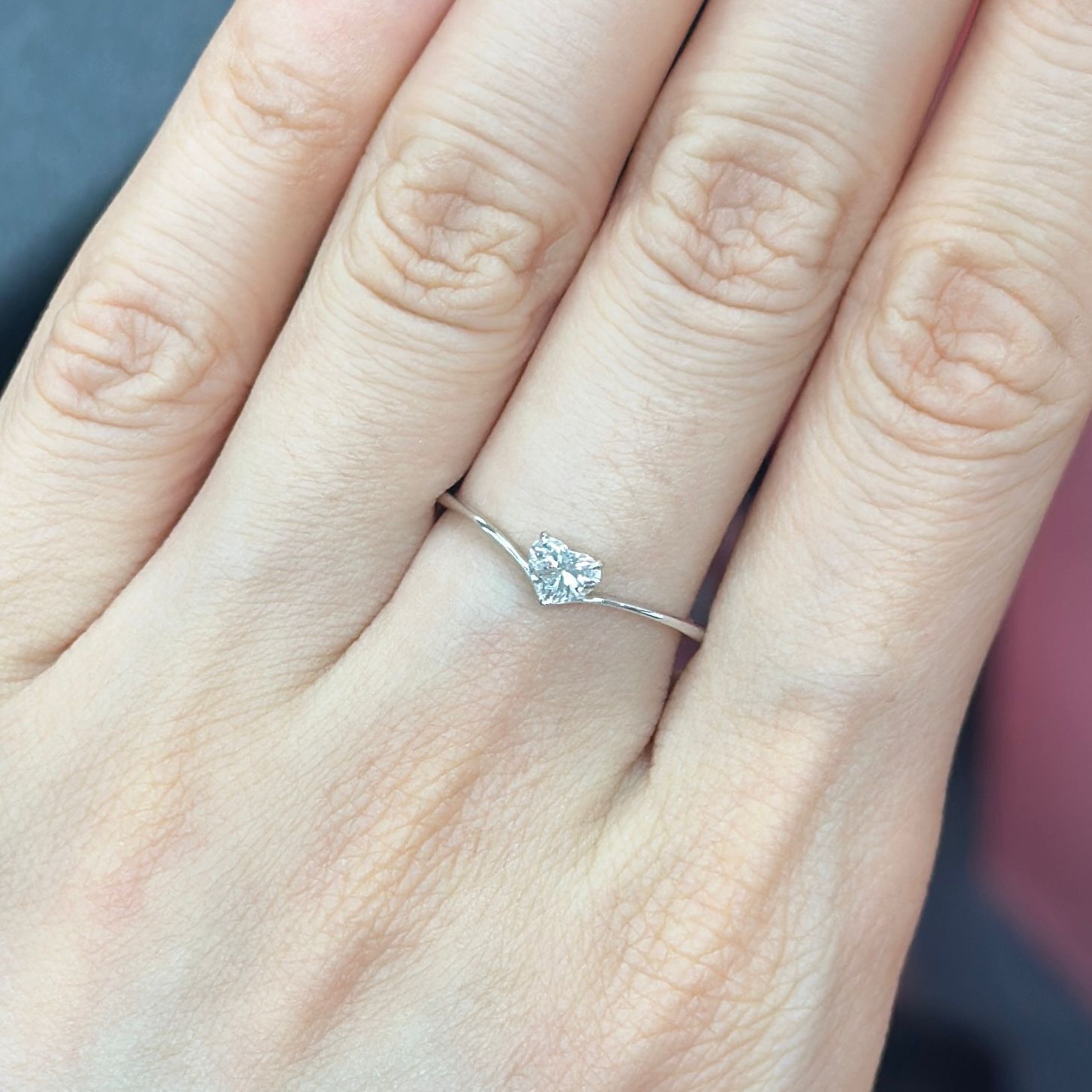 VX387 163B R6988 ~0.25ct Lab Diamond Heart ring in 9K white gold