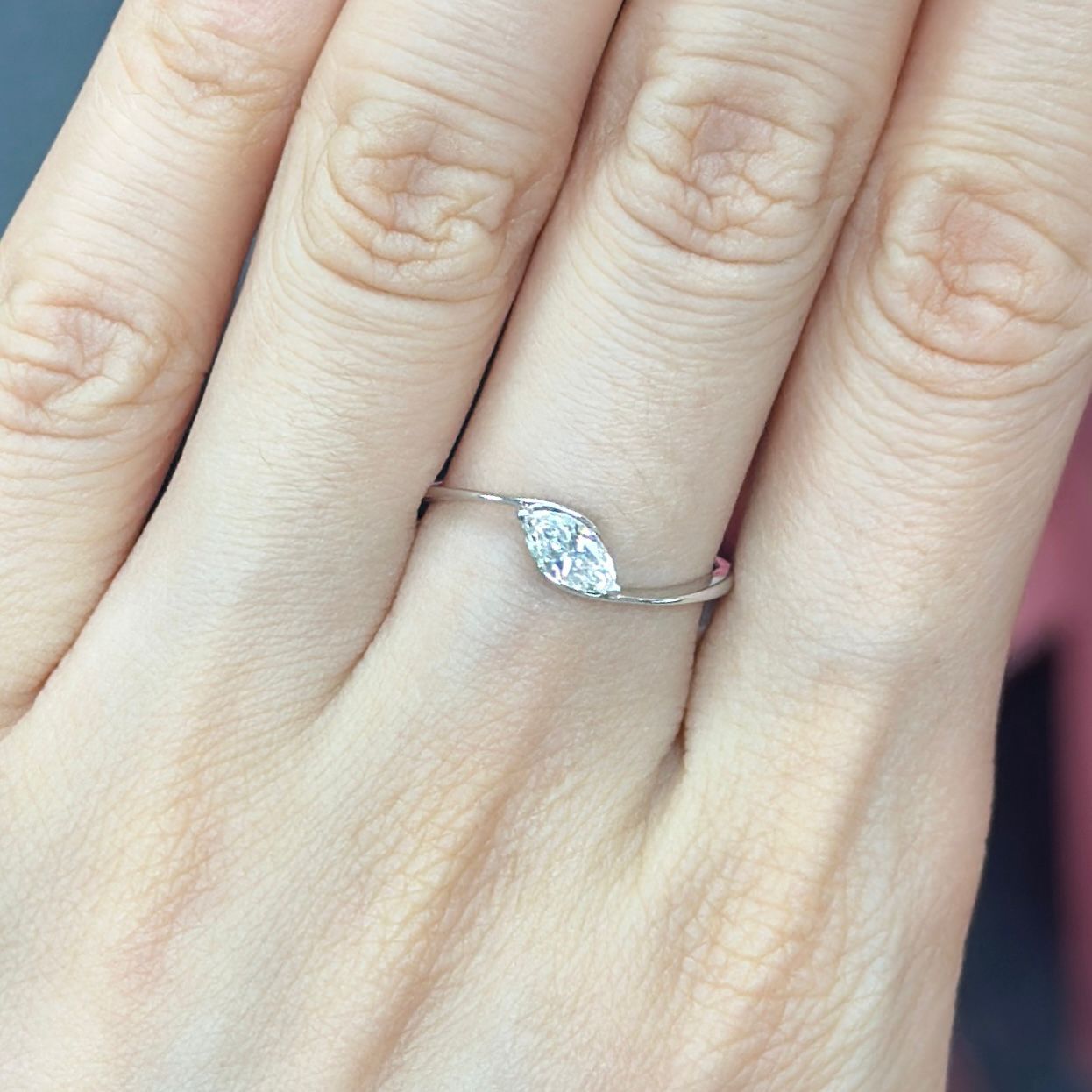 VX384 160B R6987 ~0.25ct Lab Diamond Marquise ring in Silver 925 (white colour)