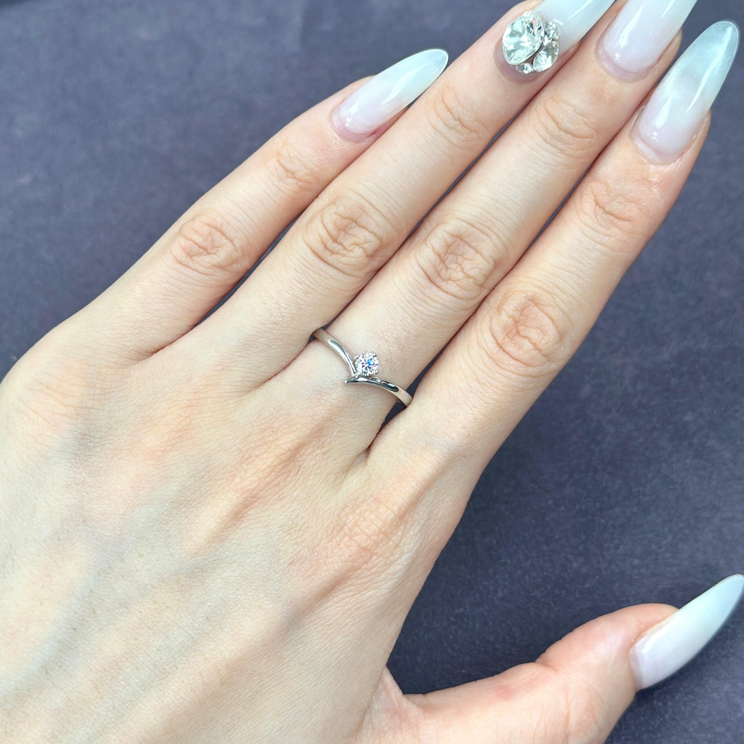 VX380 156B R5092V Silver SL925 0.15 Carat Lab Diamond Solitaire Ring