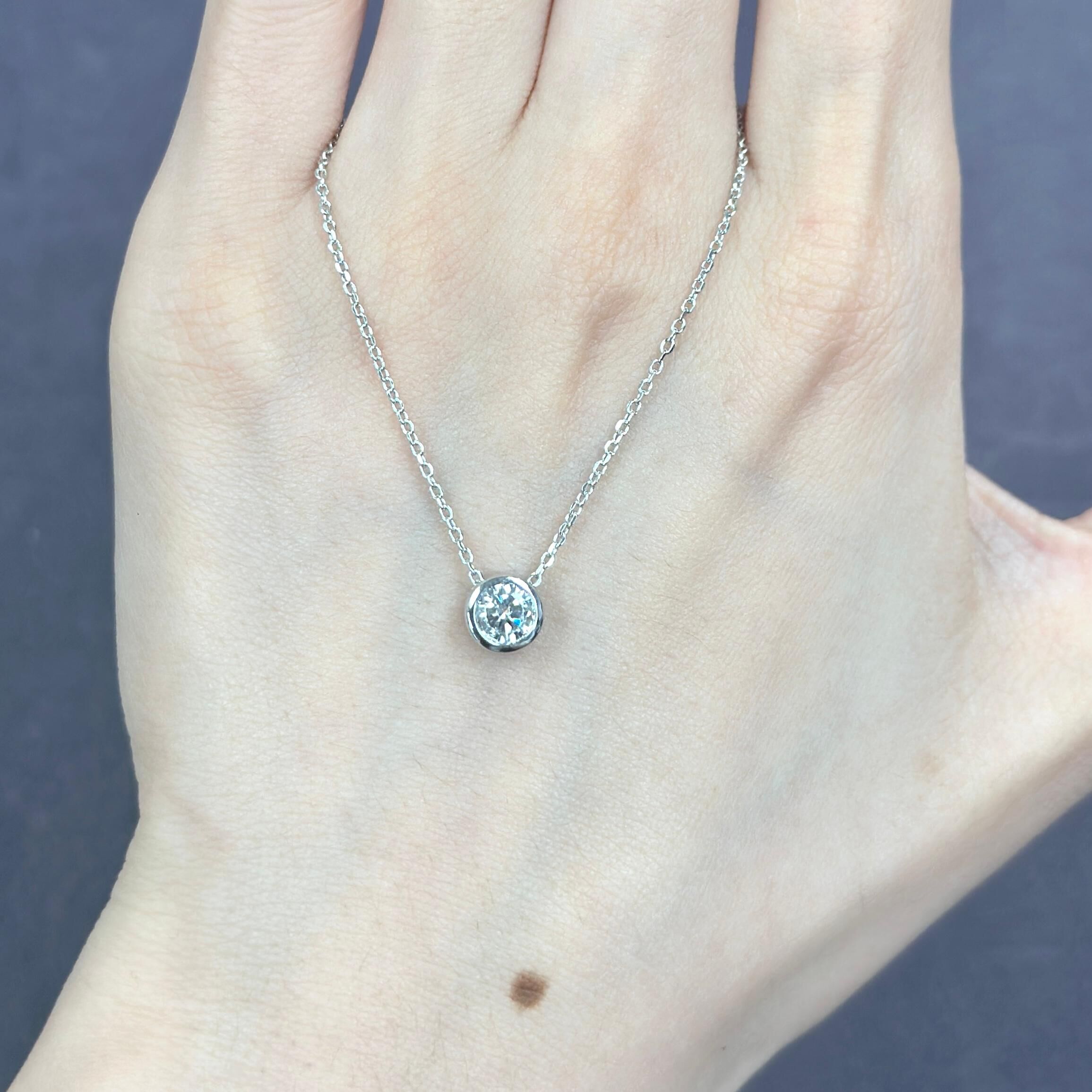 VX379 B155 N2582 Lab diamond round 0.50ct (D-F colour VS+ clarity non-certified) necklace in Silver SL925