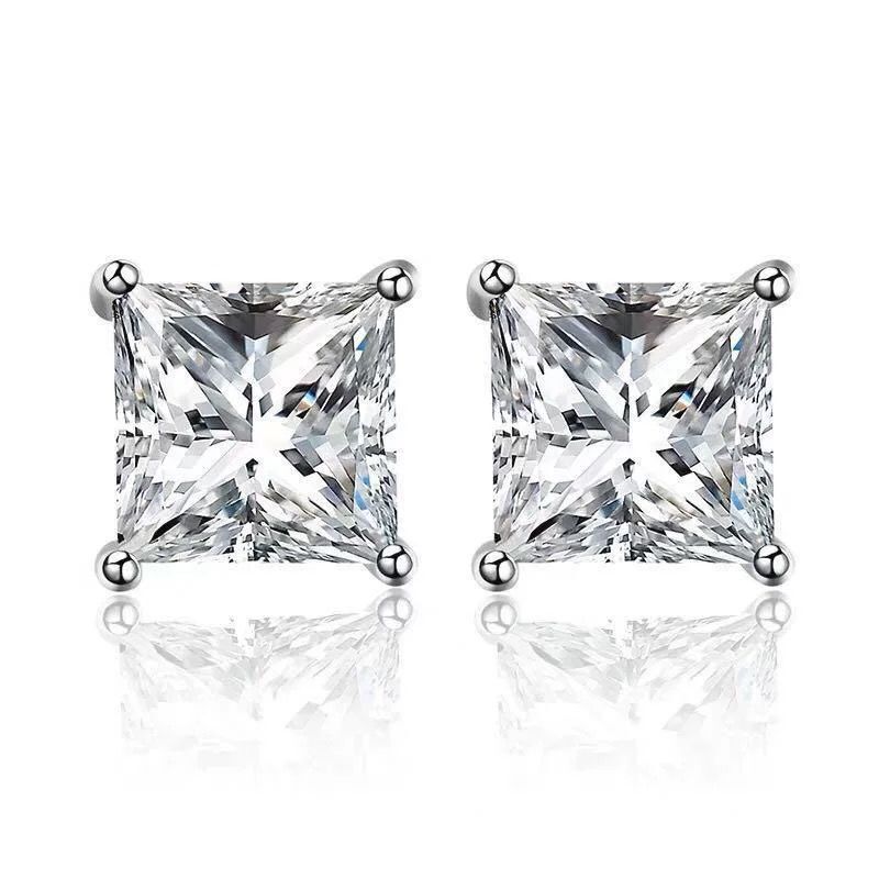 VX373 B149 E3990 Princess Cut Lab Diamond 0.5 ct Earrings D-F VS+ (non certified)