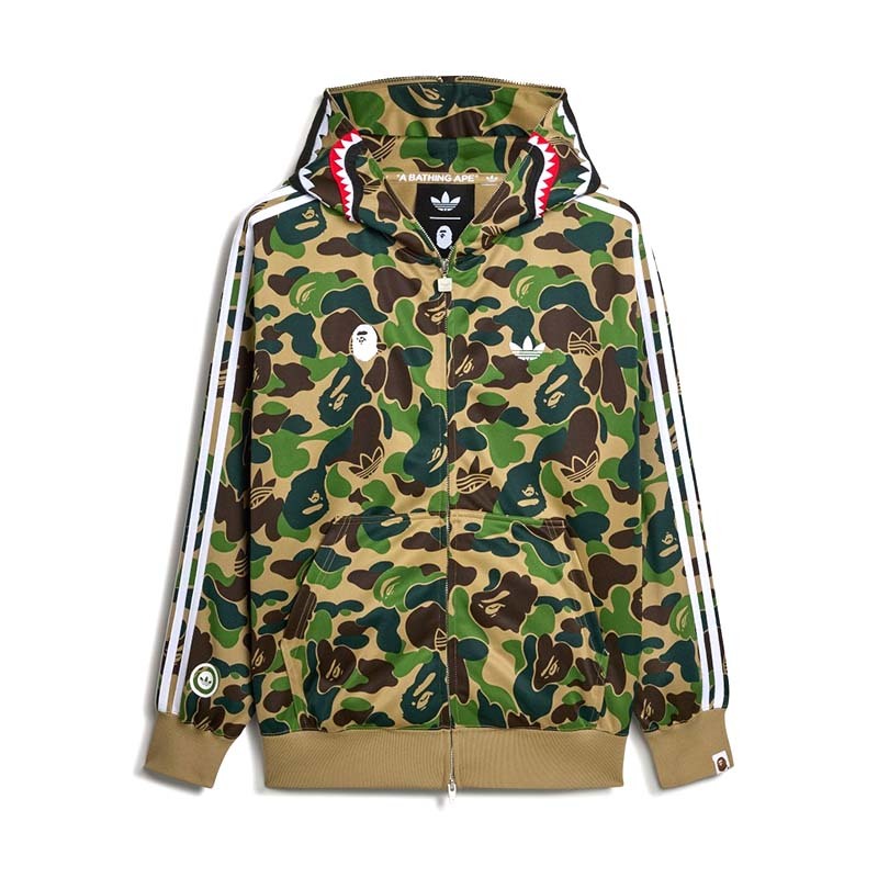 Adidas x BAPE Shark Track Hoodie Jacket 鯊魚連帽外套 綠色 迷彩 KF4916 [台灣現貨]