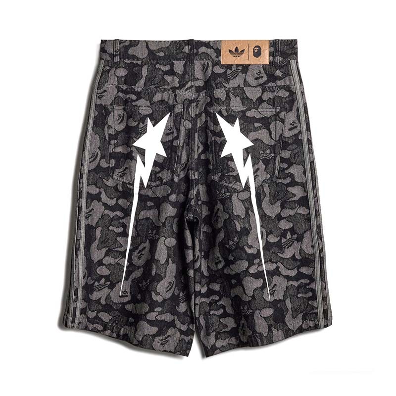 Adidas x BAPE Shark Denim Jorts 鯊魚丹寧牛仔短褲 黑色 迷彩 KF4917 [台灣現貨]