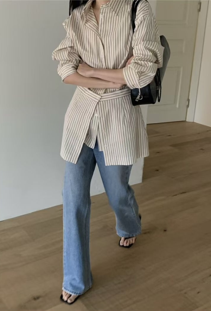 nave 細紋剪裁層次感設計襯衫