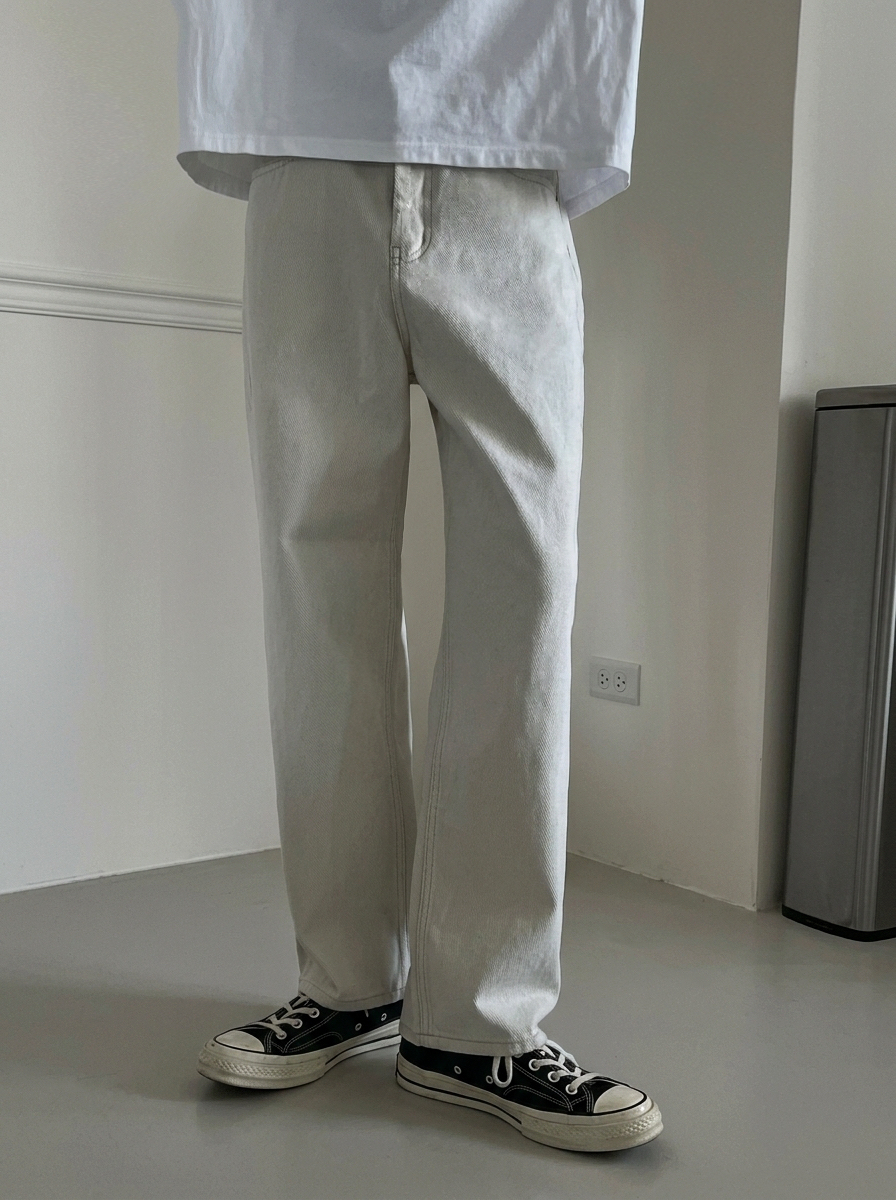 [1atm] 分離-斜紋布牛仔白褲