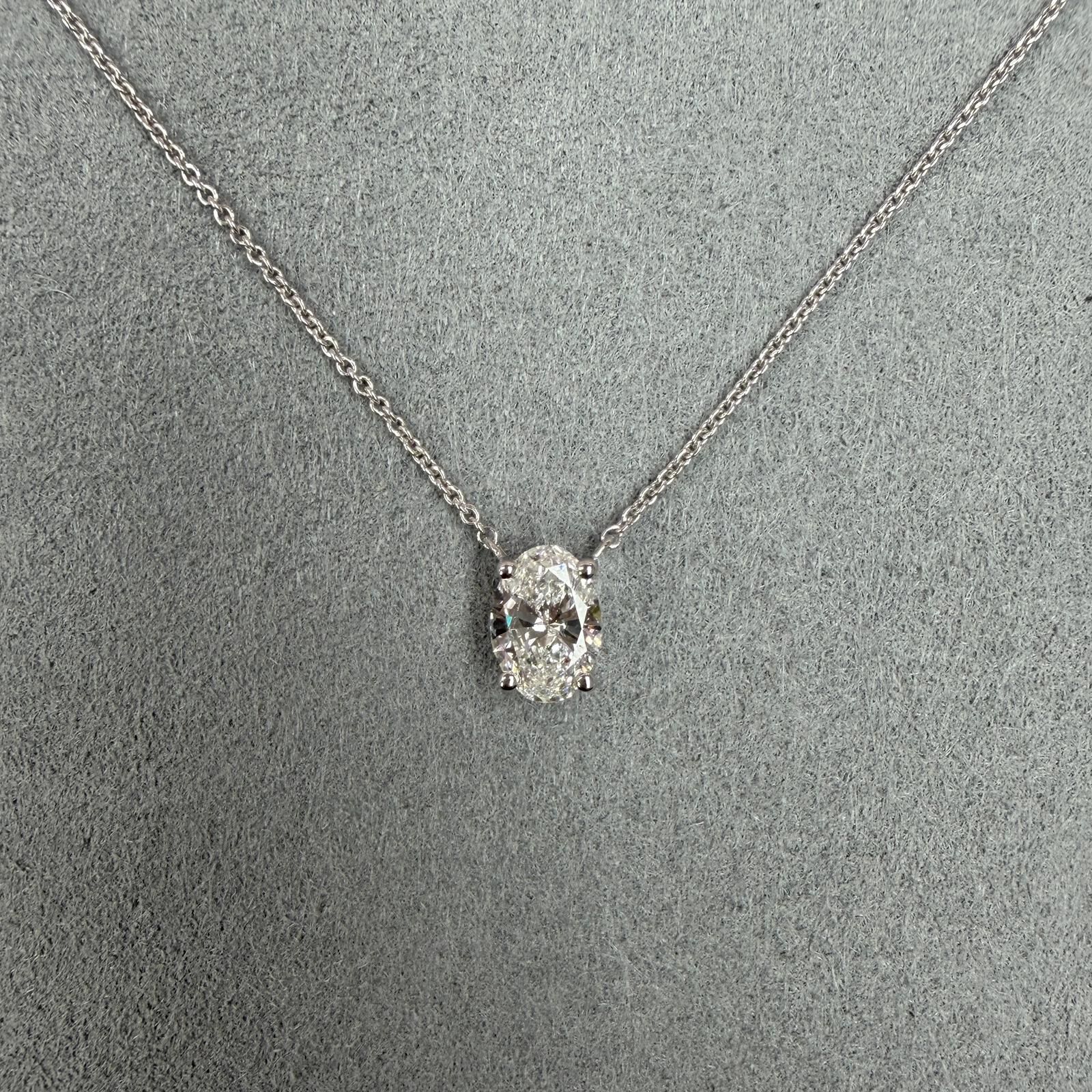 VX325 B101 N2842 ~0.70ct Oval Lab Diamond Necklace in Silver 925 (white colour) 16+2inch