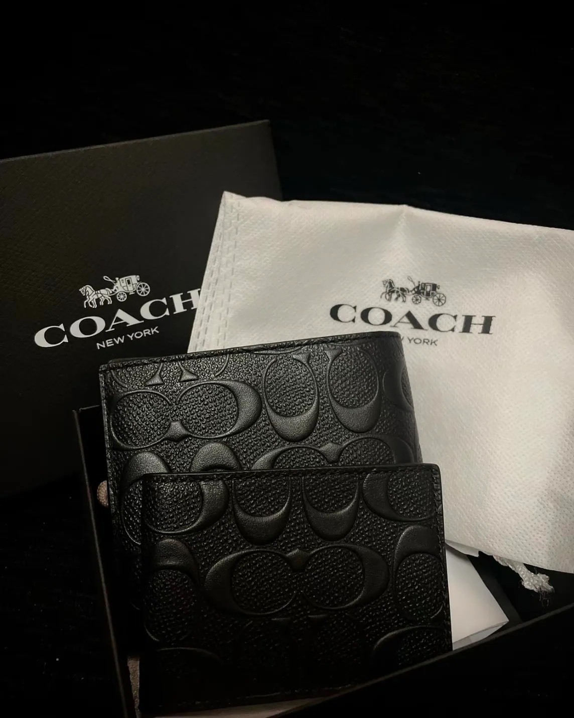 COACH 3 IN 1 WALLET 浮雕印花 牛皮短夾