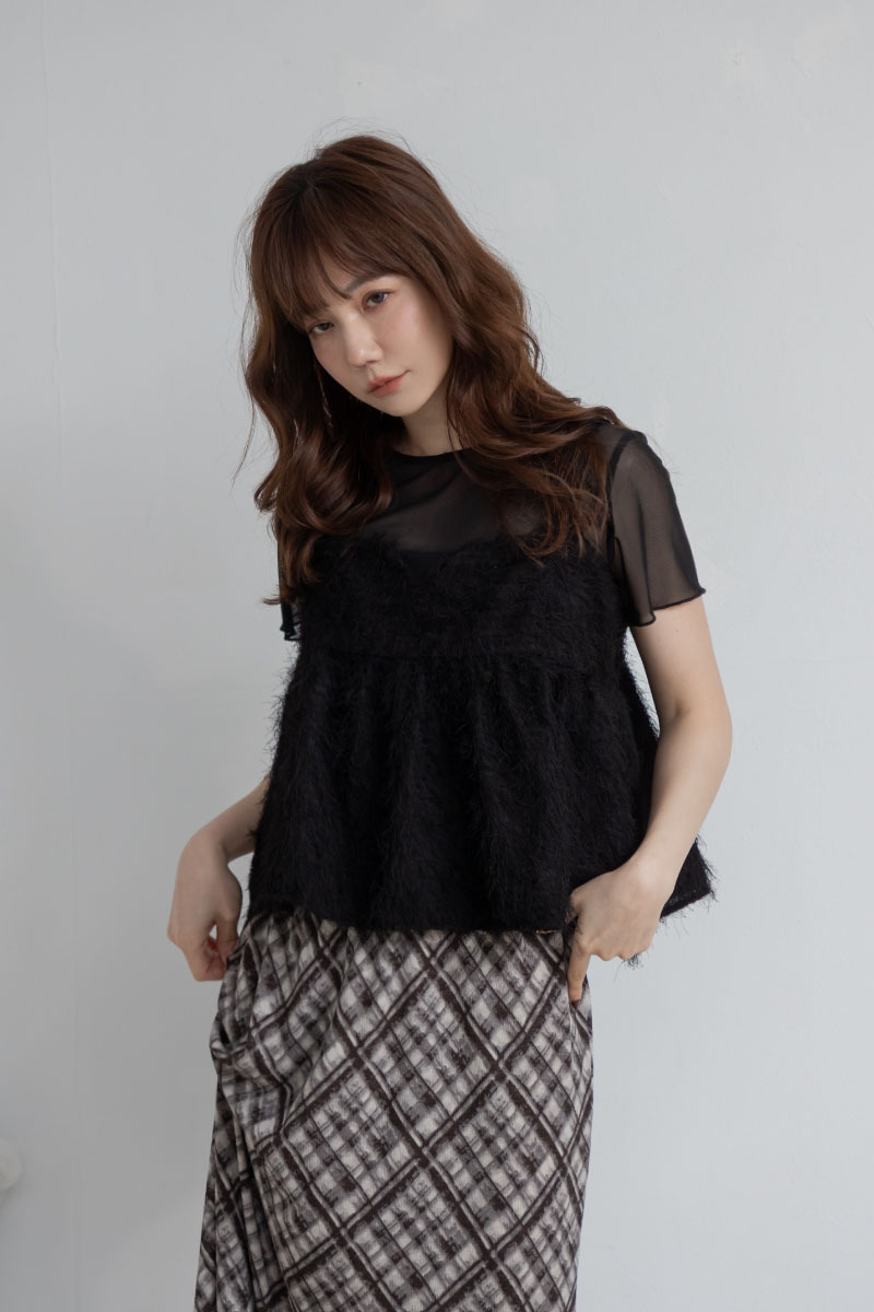 羽毛感兩件式層次套裝