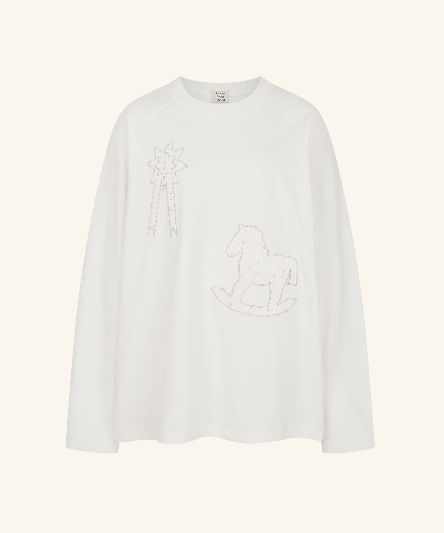 LETTER FROM MOON - Pony Patchwork Long Sleeve *2色*