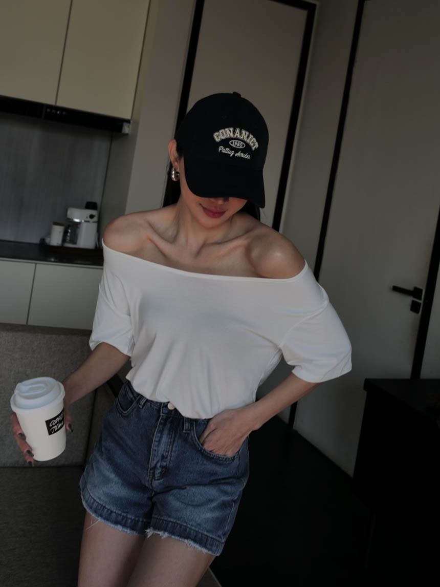 莫代爾V領多種穿法短袖上衣*4色