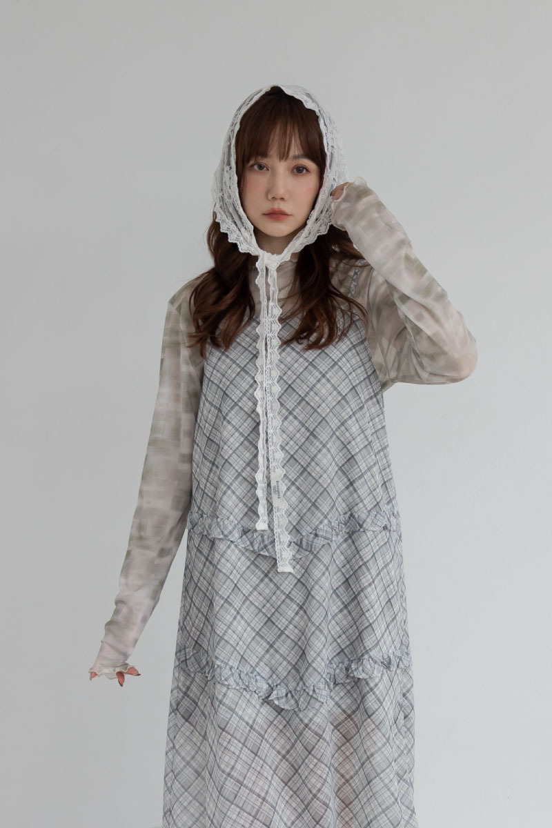 彈力柔霧渲染薄紗上衣